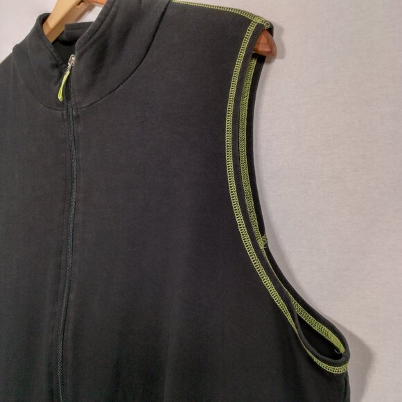 The Quacker Factory Vest Plus Size 1X Black Neon Green Stitching Daisy Bling Zip - Picture 10 of 11
